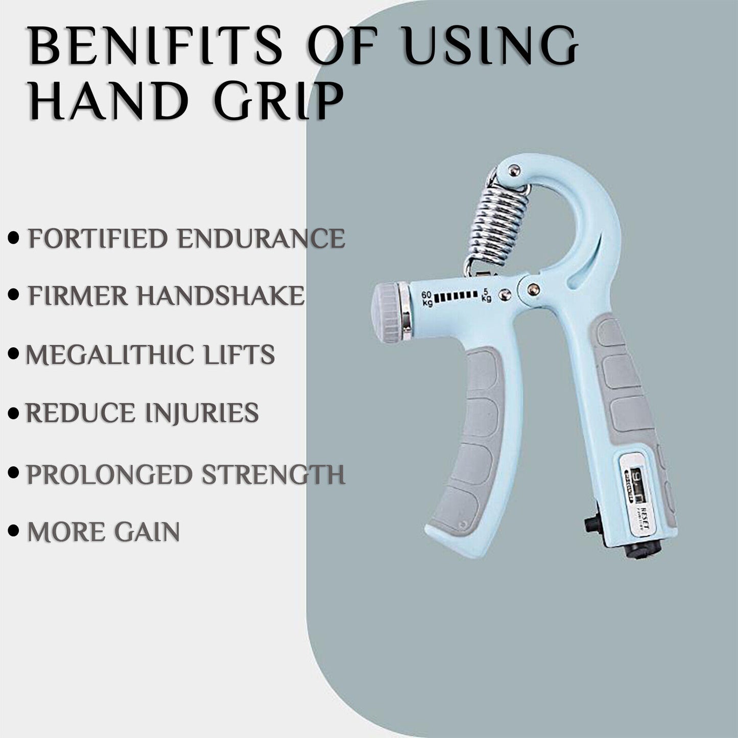 Adjustable Forearm Trainer and Finger Exerciser for Hand Grip Strength, 5-60KG